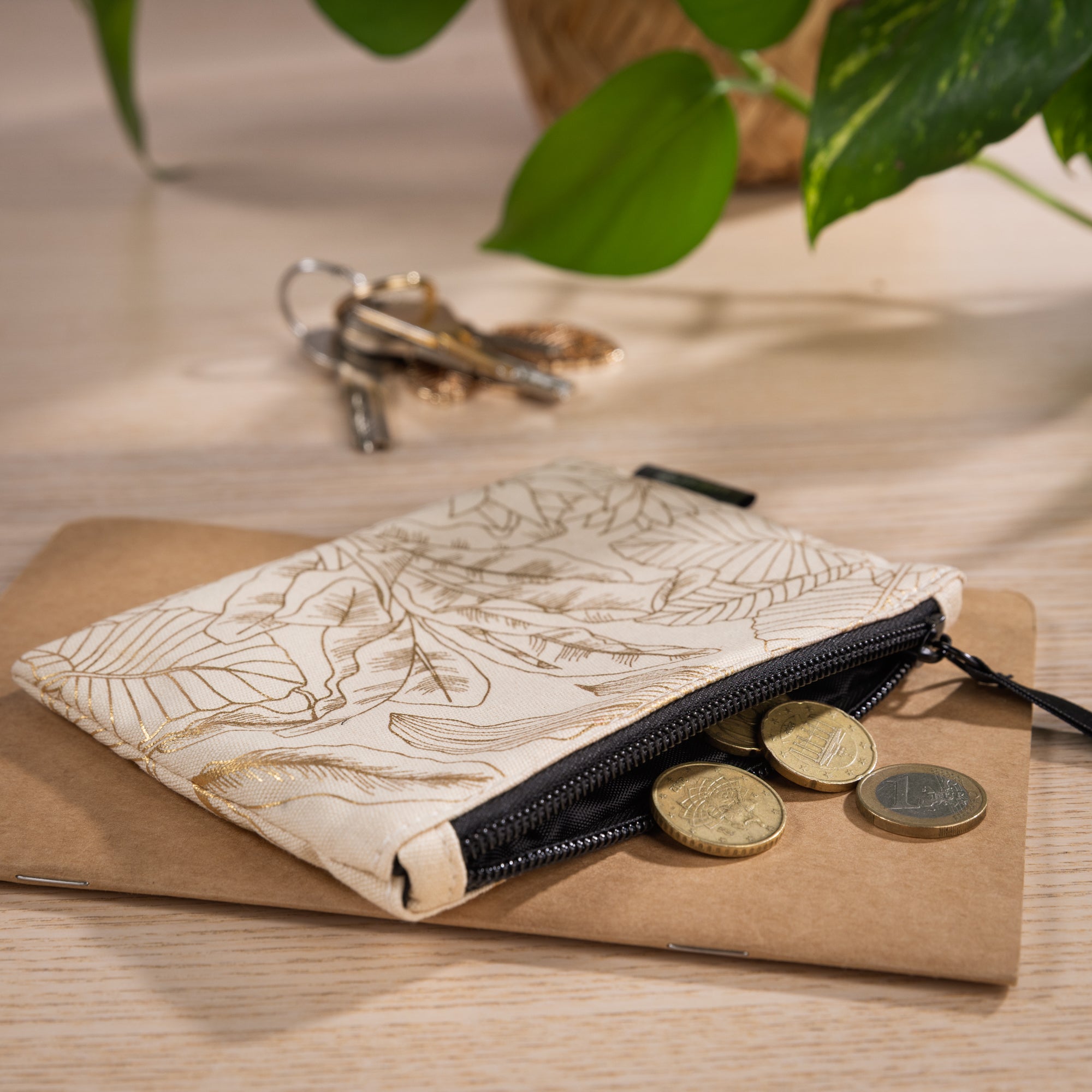 Pochette Beige avec motifs Végétaux