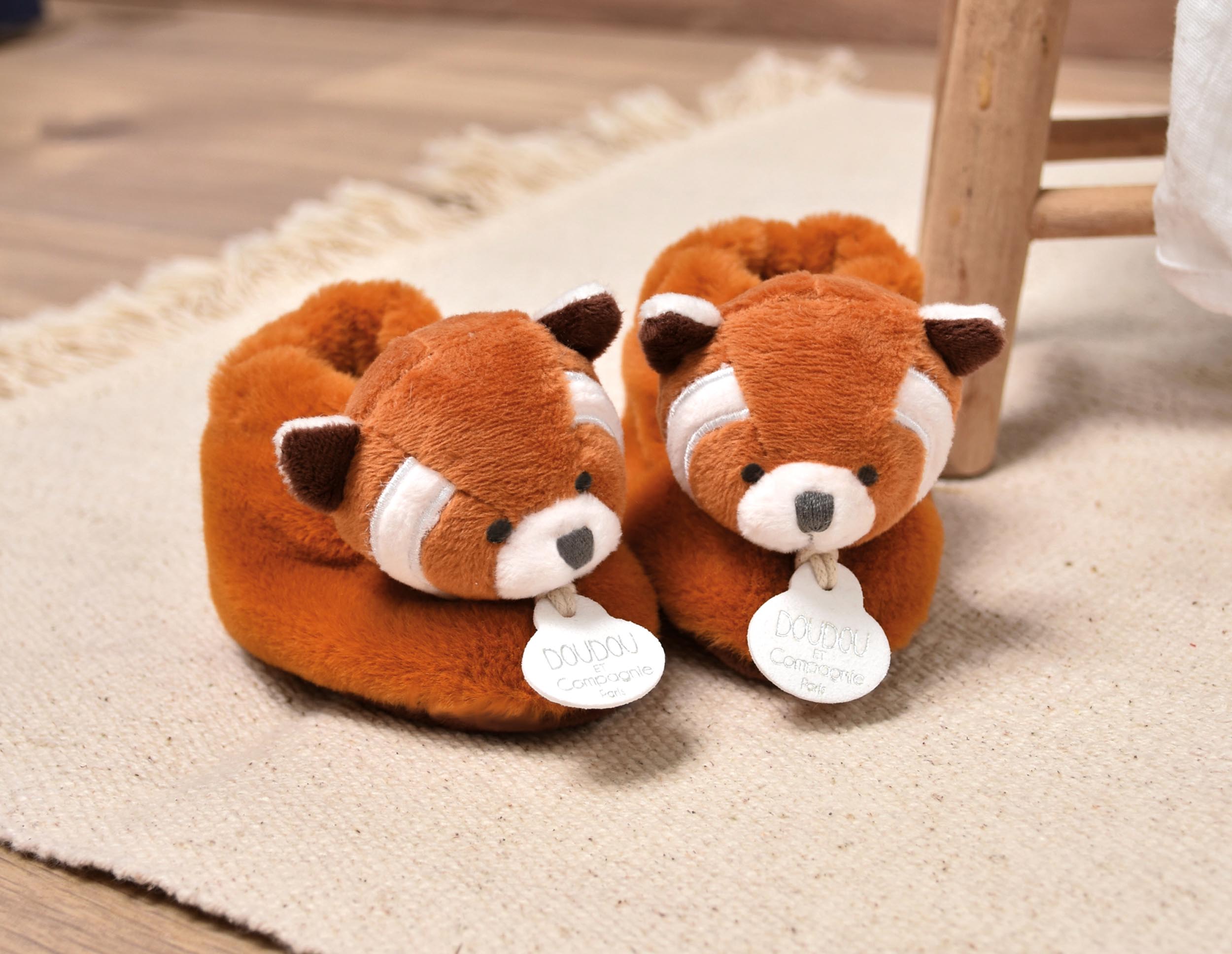 Chaussons bébé en peluche Panda roux 0-6 mois