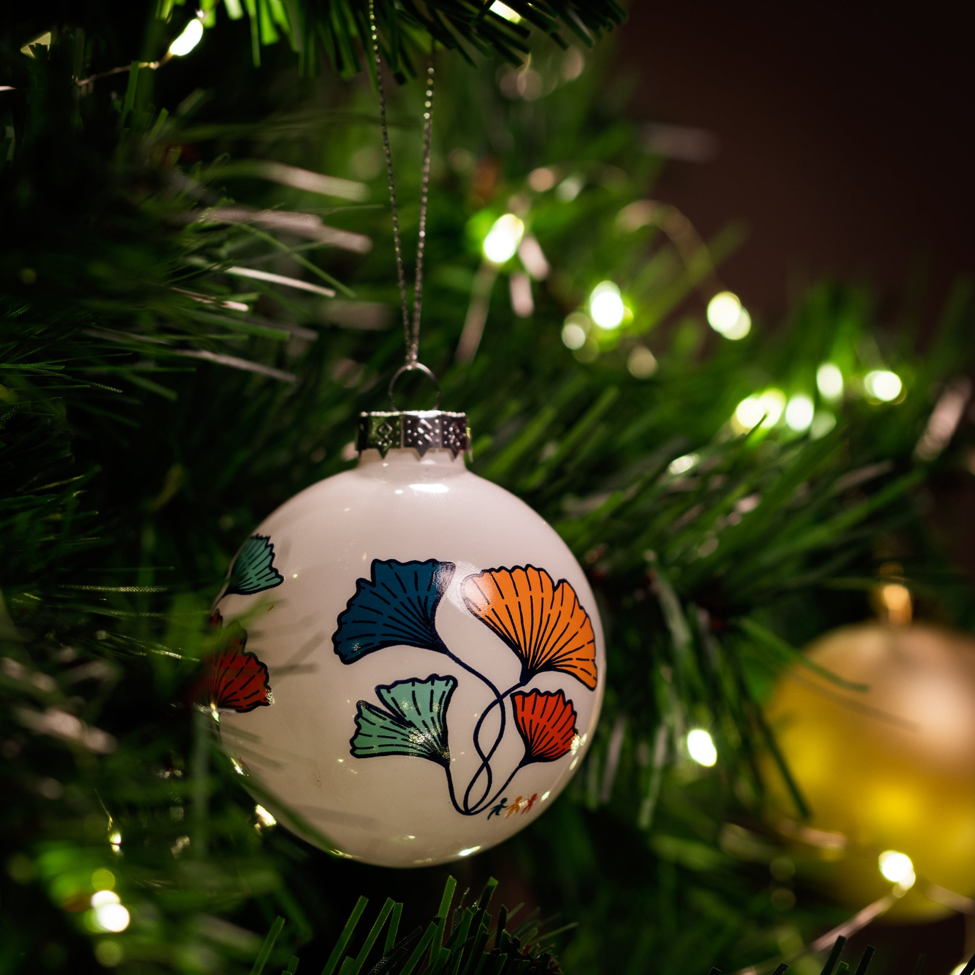 Boule de Noël en Verre "Ginkgo"