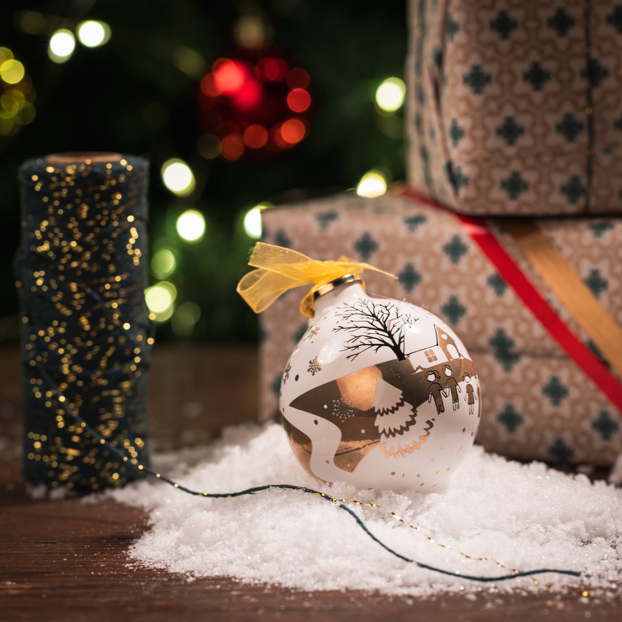 Boule de Noël "Paysage Doré"