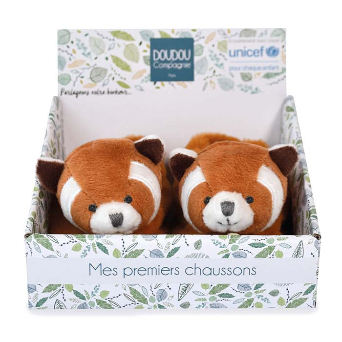 Chaussons bébé en peluche Panda roux 0-6 mois